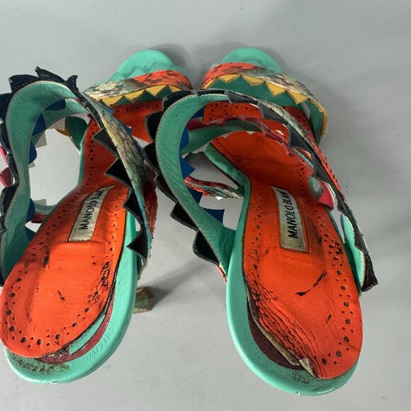 Manolo Blahnik Watersnake Arpege Sandals, Size 37 - Picture 8 of 14